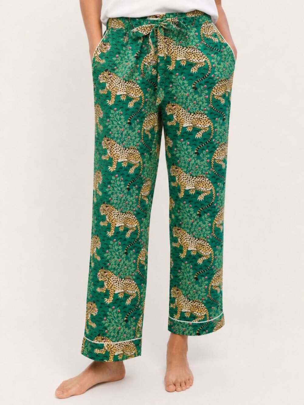 Printfresh Bagheera Leopard print Green pjs crop bottoms Organic Cotton